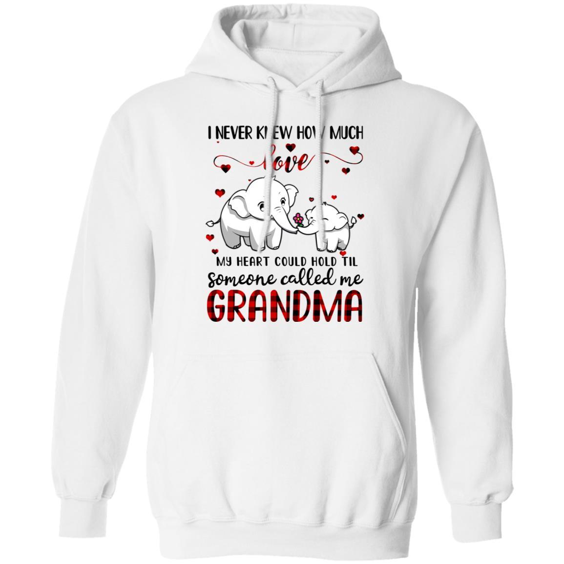 Someone Called Me Grandma Elephant Red Plaid Mother's Day-T-Shirt & Hoodie-Pullover Hoodie-White