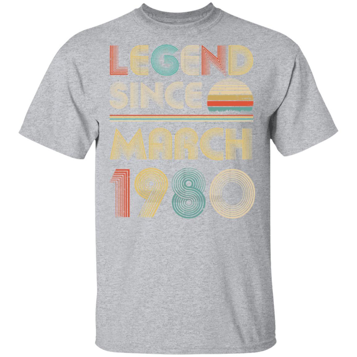 Legend Since March 1980 Vintage 41th Birthday Gifts-T-Shirt & Hoodie-Classic T-Shirt-Sport Grey
