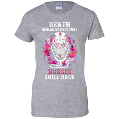 Death Smiles At Everyone Nurses Smile Back-T-Shirt & Tank Top-Women's T-Shirt-Sport Grey