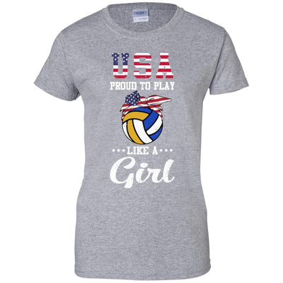Usa Proud To Play Like A Girl Volleyball-T-Shirt & Tank Top-Women's T-Shirt-Sport Grey