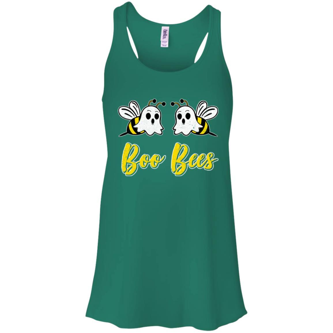 Boo Bees Couple Halloween Costume Funny Bee Ghost-T-Shirt & Tank Top-Women's Flowy Racerback Tank-Kelly Green
