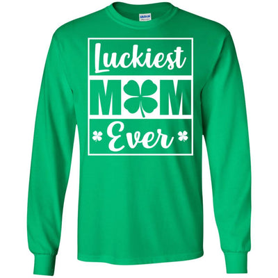 Luckiest Mom Ever St Patricks Day-T-Shirt & Hoodie-Long Sleeve T-Shirt-Irish Green