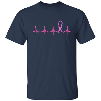 Breast Cancer Awareness Pink Ribbon Heartbeat-T-Shirt & Hoodie-Classic T-Shirt-Navy