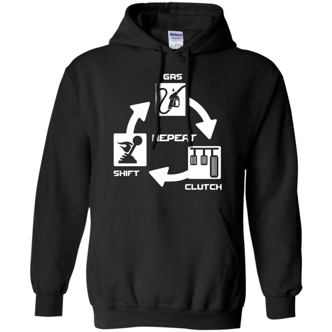 Gas Clutch Shift Repeat-T-Shirt & Hoodie-Pullover Hoodie-Black