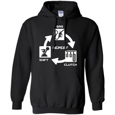 Gas Clutch Shift Repeat-T-Shirt & Hoodie-Pullover Hoodie-Black