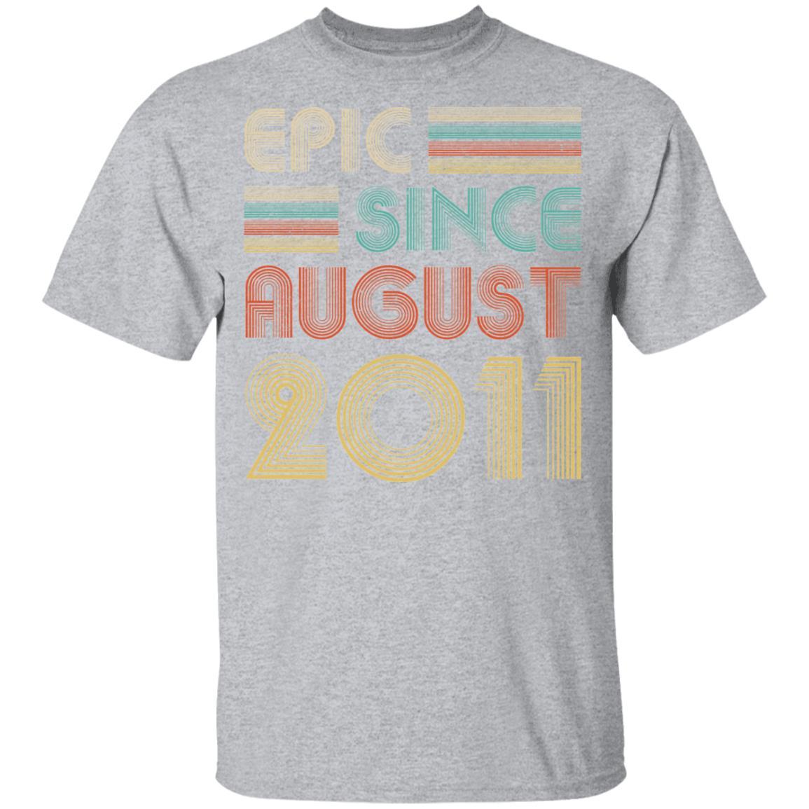 Epic Since August 2011 Vintage 10th Birthday Gifts Youth-Youth Shirt-Youth T-Shirt-Sport Grey
