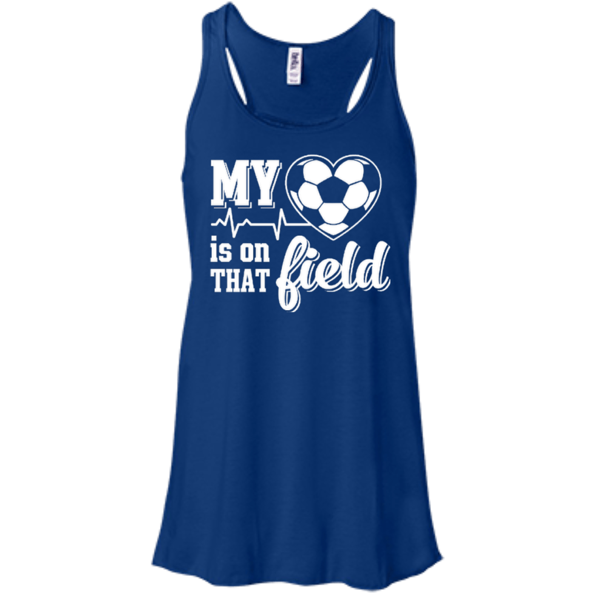 My Heart Is On That Field Soccer-T-Shirt & Hoodie-Women's Flowy Racerback Tank-True Royal