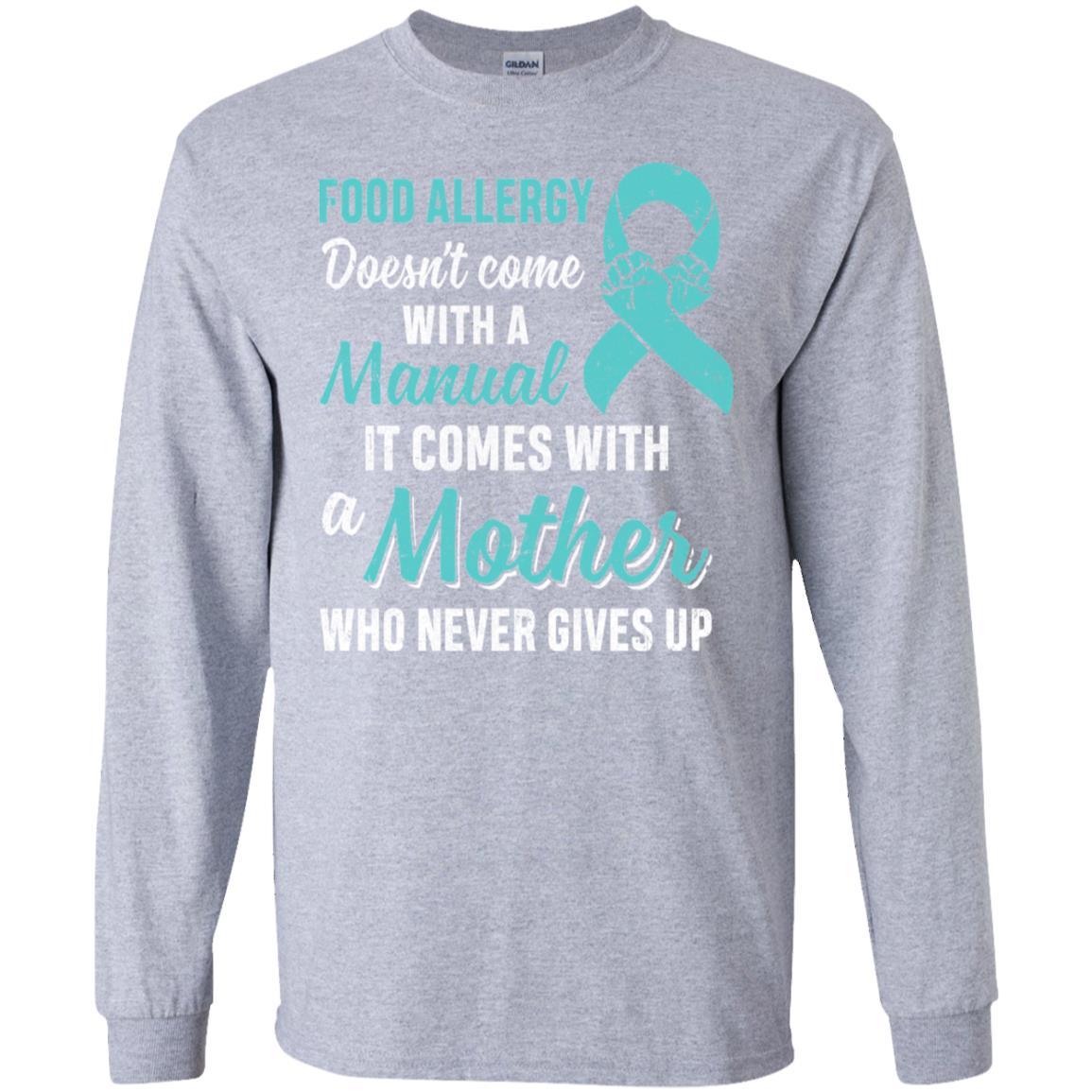 Funny Gift Food Allergy Mom Awareness Warrior-T-Shirt & Hoodie-Long Sleeve T-Shirt-Sport Grey