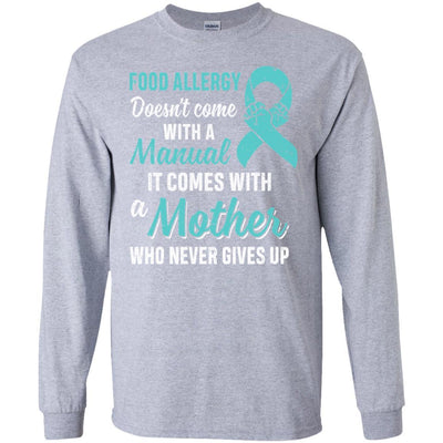 Funny Gift Food Allergy Mom Awareness Warrior-T-Shirt & Hoodie-Long Sleeve T-Shirt-Sport Grey
