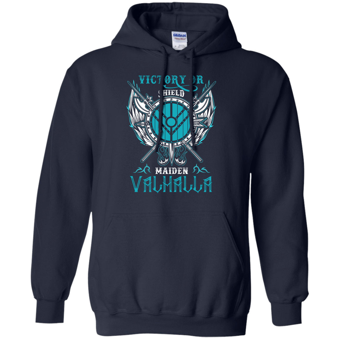 Shieldmaiden Victory Or Valhalla-T-Shirt & Hoodie-Pullover Hoodie-Navy