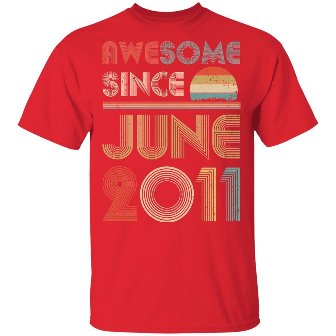 Awesome Since June 2011 Vintage 10th Birthday Gifts Youth-Youth Shirt-Youth T-Shirt-Red