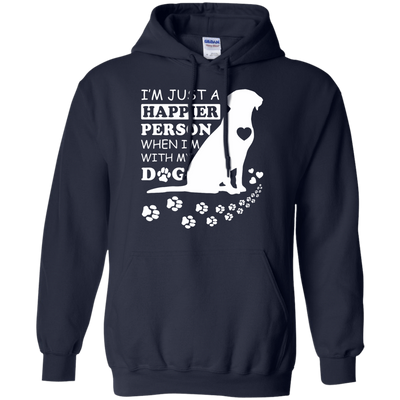 I'm Just A Happier Person When I'm With Dog-T-Shirt & Hoodie-Pullover Hoodie-Navy
