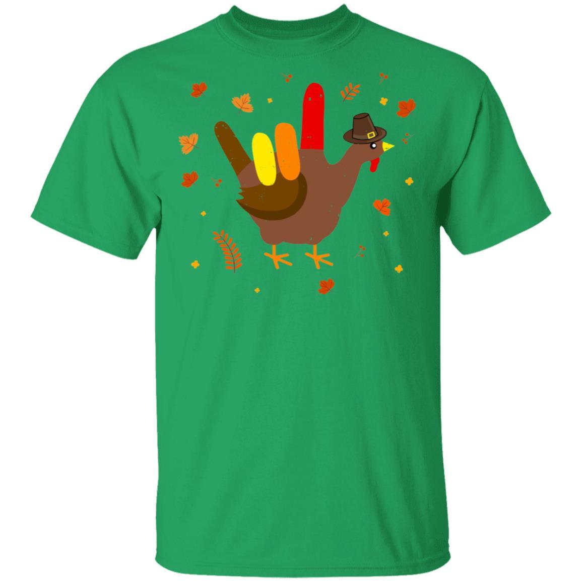 American Sign Language I Love You Thanksgiving Turkey-T-Shirt & Sweatshirt-Classic T-Shirt-Irish Green