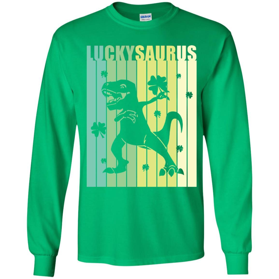 Happy St Pat Rex Day Dinosaur T-Rex Kids Patricks Day Youth-Youth Shirt-Youth Long Sleeve T-Shirt-Irish Green