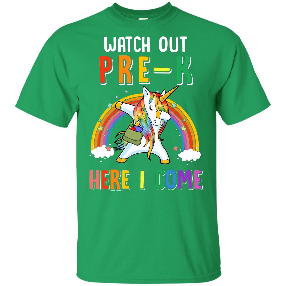 Pre-K Here I Come Unicorn Back To School Youth-Youth Shirt-Youth T-Shirt-Irish Green