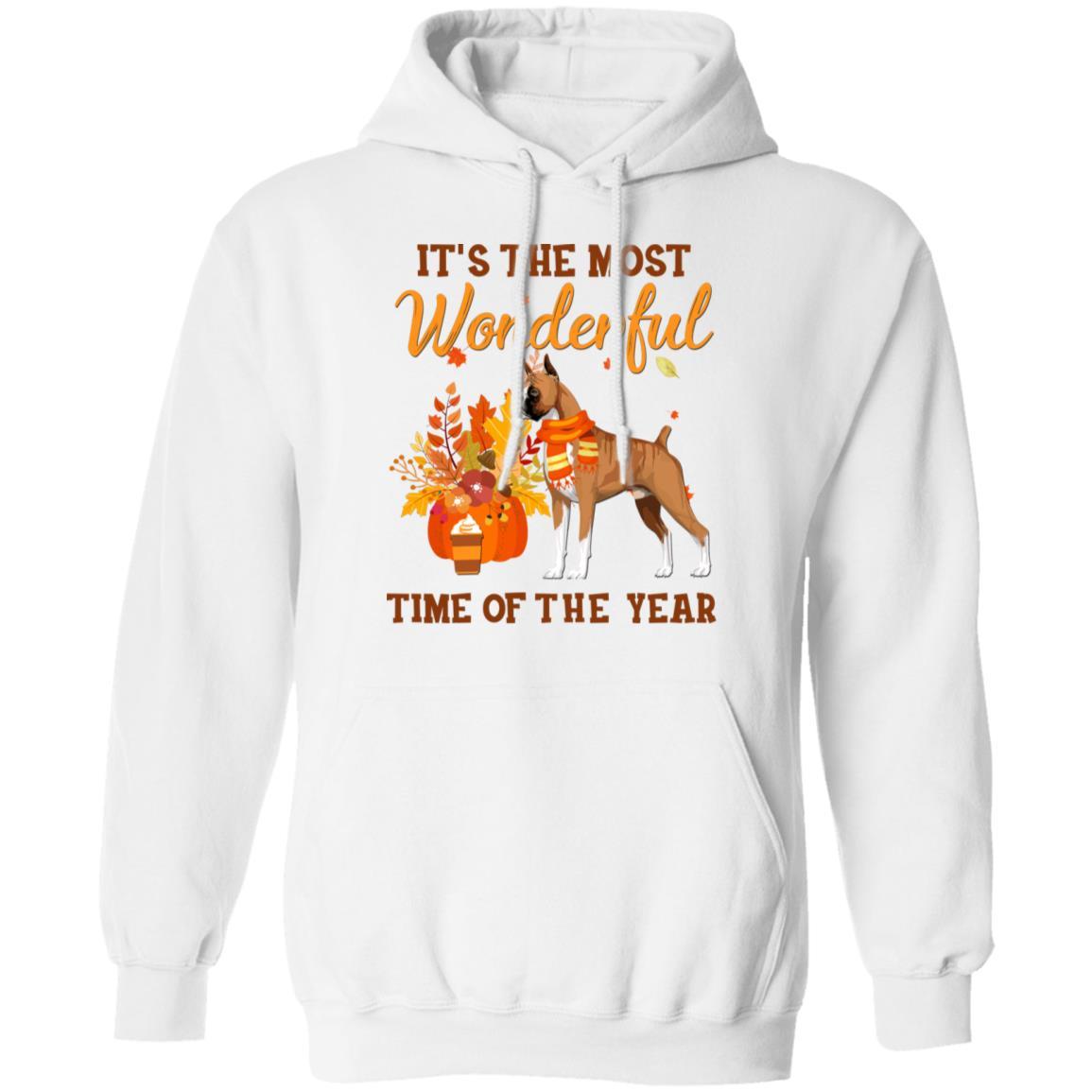 Boxer Autumn It's The Most Wonderful Time Of The Year-T-Shirt & Hoodie-Pullover Hoodie-White