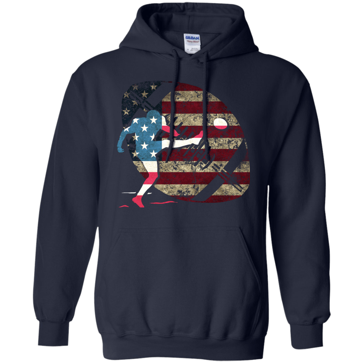 Kicker Football America Flag-T-Shirt & Hoodie-Pullover Hoodie-Navy