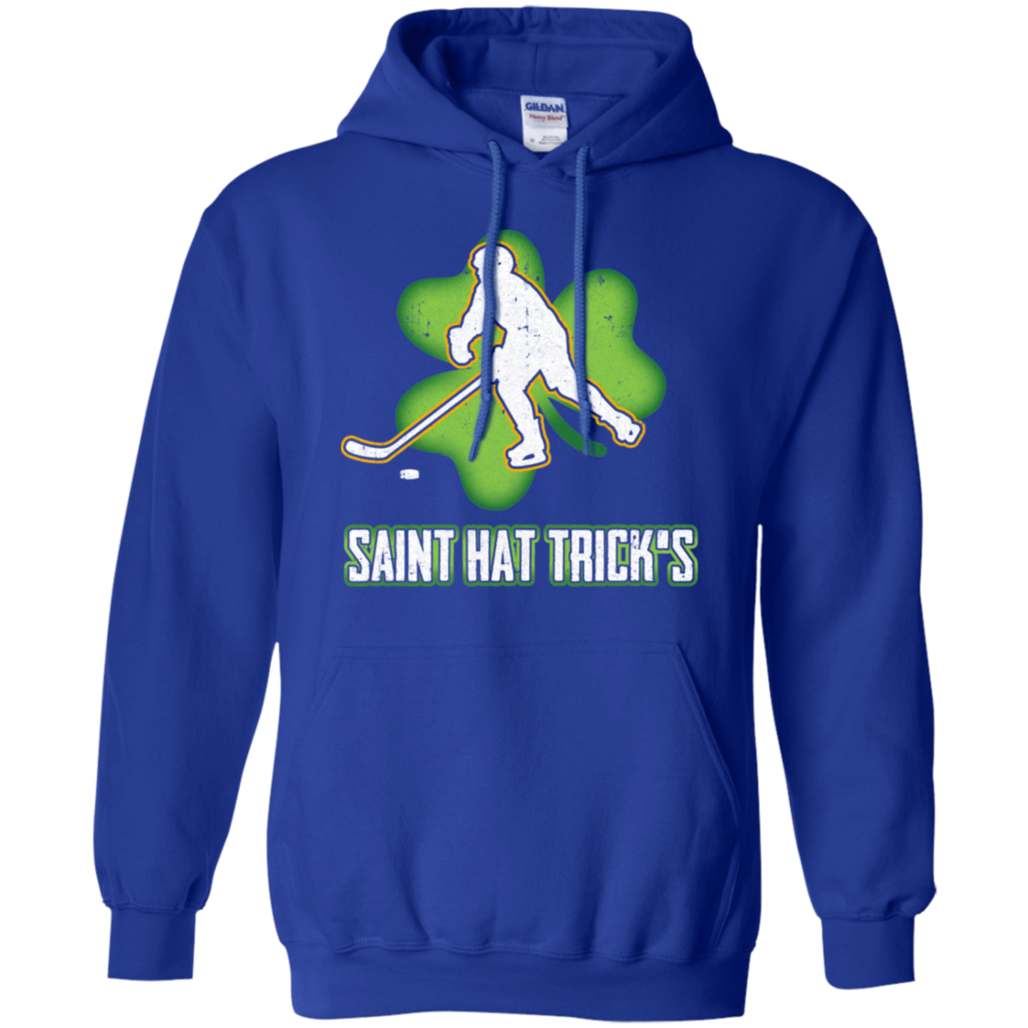 Saint Hat Trick's Hockey Shamrock St Patricks Day-T-Shirt & Hoodie-Pullover Hoodie-Royal