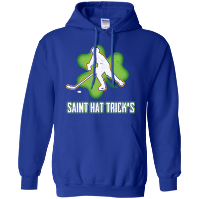 Saint Hat Trick's Hockey Shamrock St Patricks Day-T-Shirt & Hoodie-Pullover Hoodie-Royal