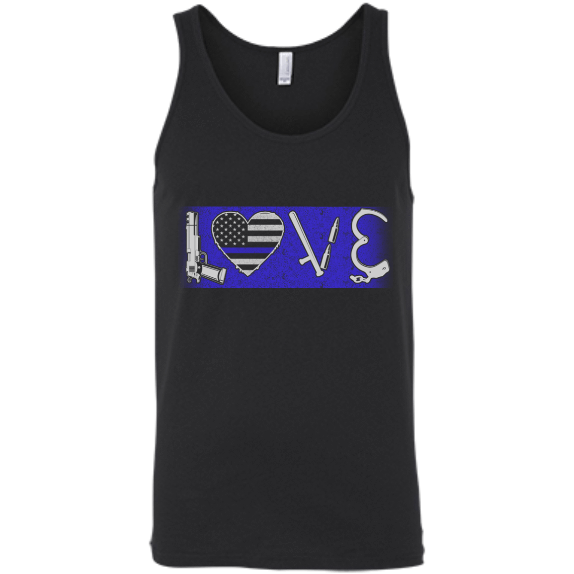 LOVE Thin Blue Line Police Officer-T-Shirt & Hoodie-Unisex Tank-Black
