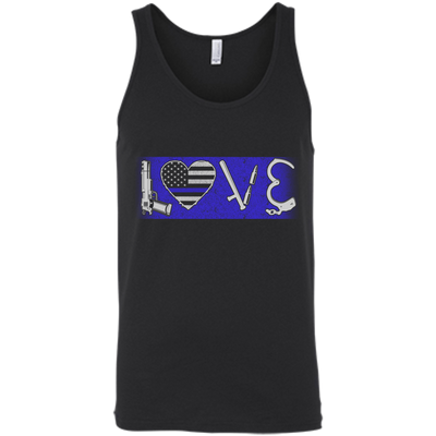 LOVE Thin Blue Line Police Officer-T-Shirt & Hoodie-Unisex Tank-Black