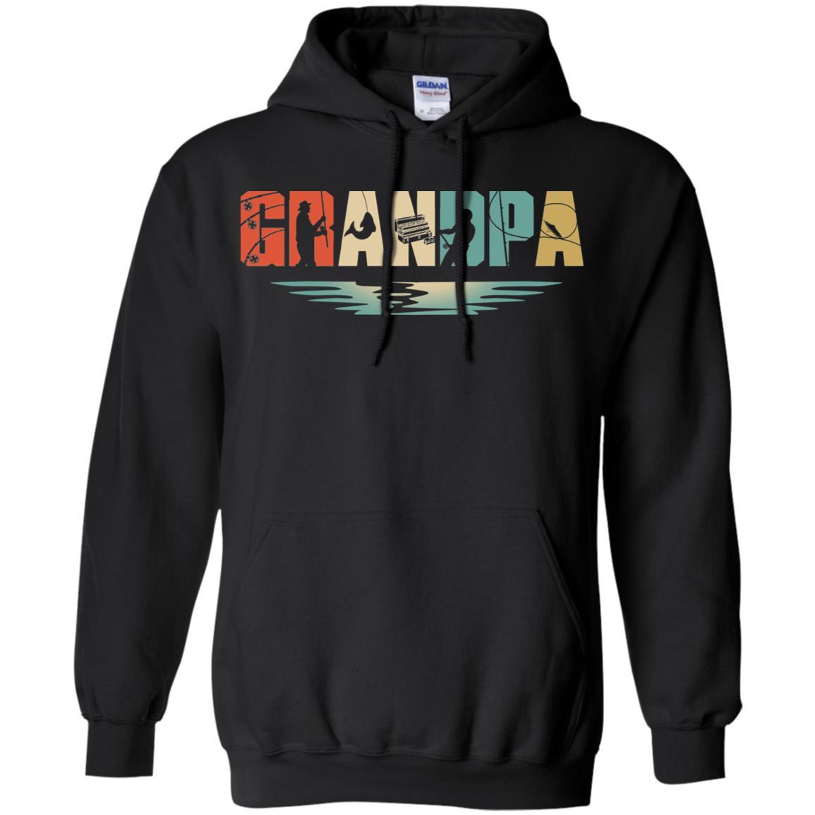 Vintage Fishing Grandpa Father's Day Gift-T-Shirt & Hoodie-Pullover Hoodie-Black