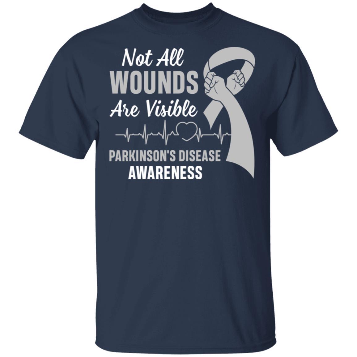 Parkinson's Disease Awareness Not All Wounds Are Visible-T-Shirt & Hoodie-Classic T-Shirt-Navy