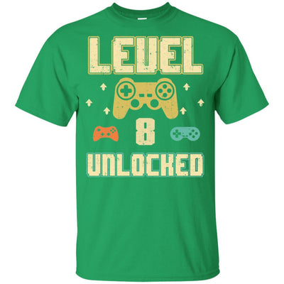 Level 8 Unlocked Video Gamer 8th Birthday Gift Youth-Youth Shirt-Youth T-Shirt-Irish Green