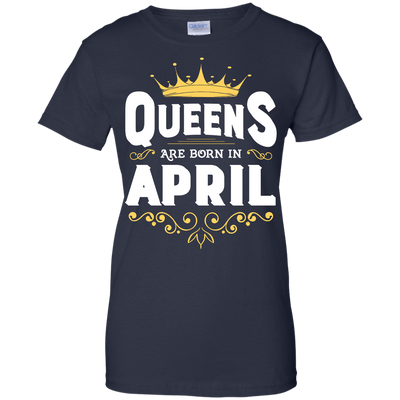 Queens Are Born In April-T-Shirt & Hoodie-Women's T-Shirt-Navy