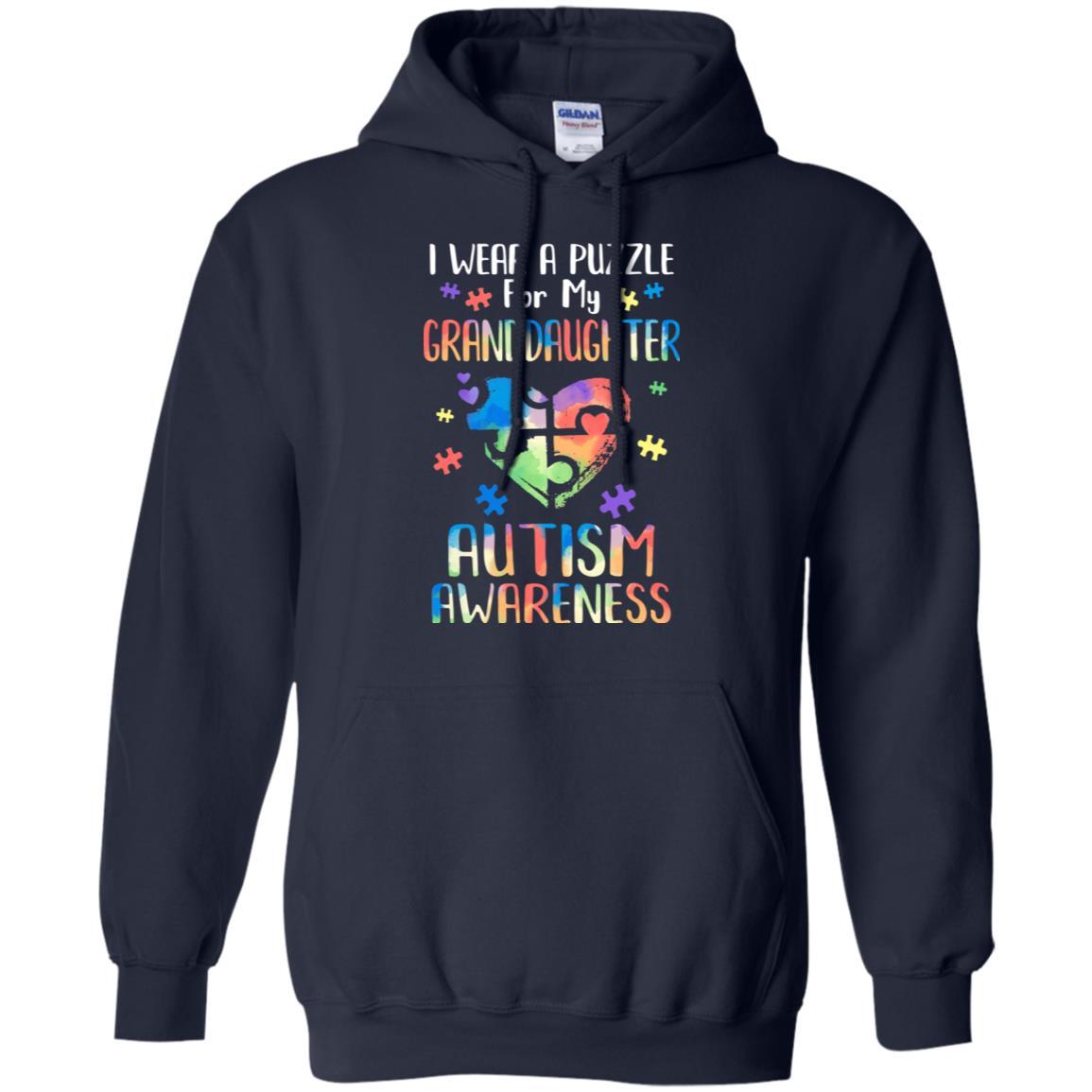 I Wear A Puzzle For My Granddaughter Autism Awareness-T-Shirt & Hoodie-Pullover Hoodie-Navy