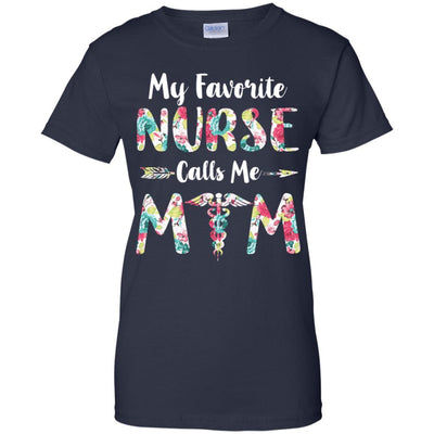 Floral My Favorite Nurse Calls Me Mom Mothers Day Gift-T-Shirt & Hoodie-Women's T-Shirt-Navy