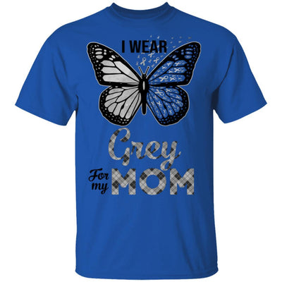 I Wear Grey For My Mom Butterfly Brain Cancer Awareness-T-Shirt & Hoodie-Classic T-Shirt-Royal