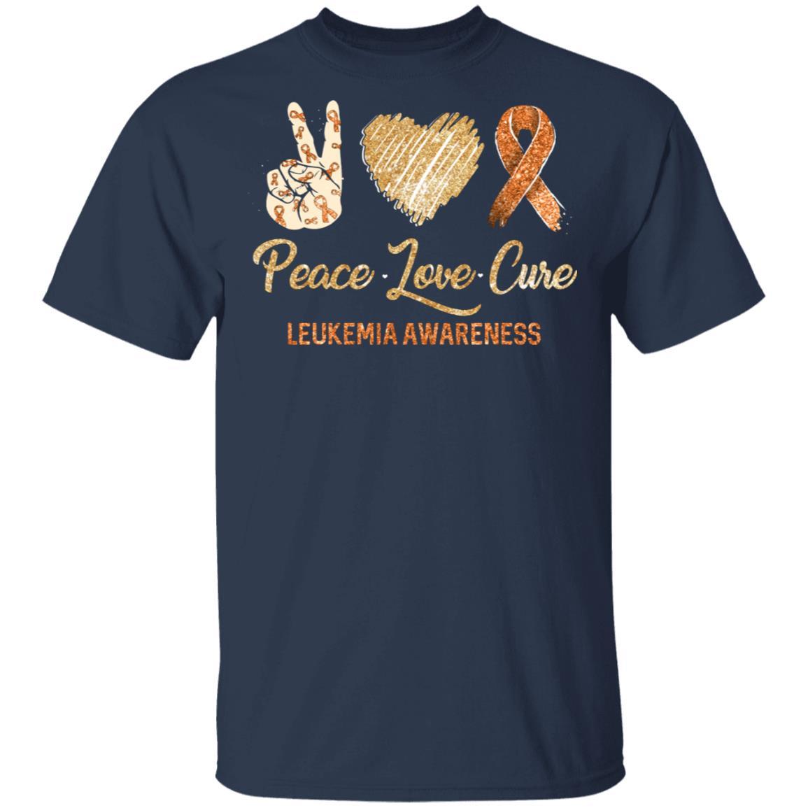 Peace Love Cure Leukemia Awareness-T-Shirt & Hoodie-Classic T-Shirt-Navy
