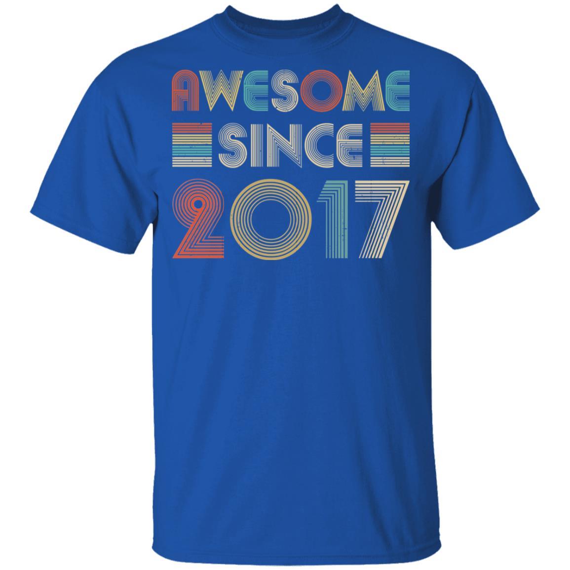 Awesome Since 2017 4th Birthday Gifts Youth-Youth Shirt-Youth T-Shirt-Royal