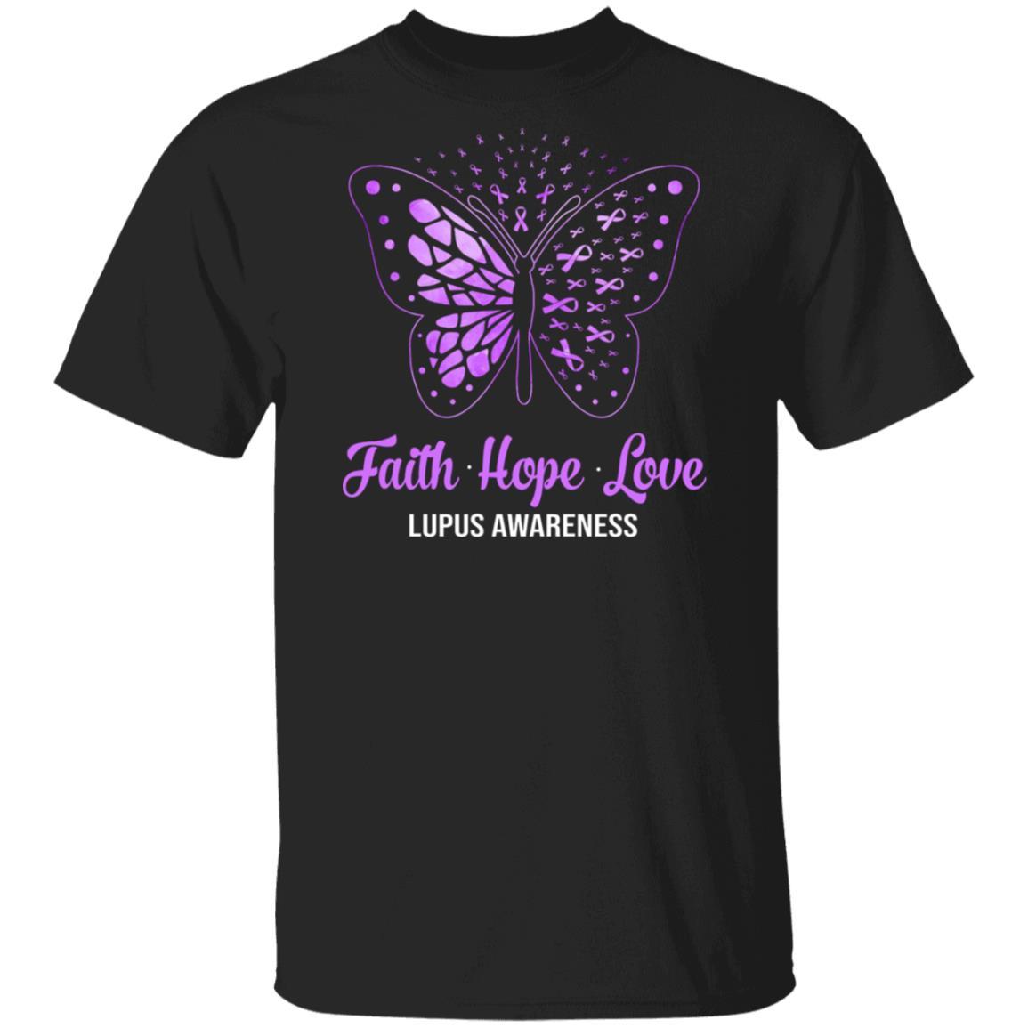 Faith Hope Love Purple Butterfly Lupus Awareness-T-Shirt & Hoodie-Classic T-Shirt-Black