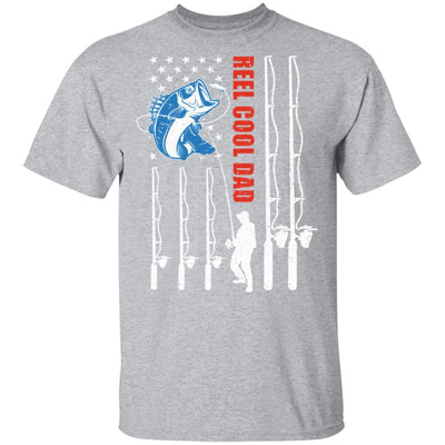 Reel Cool Dad American Flag Fish Fishing Fathers Day-T-Shirt & Hoodie-Classic T-Shirt-Sport Grey