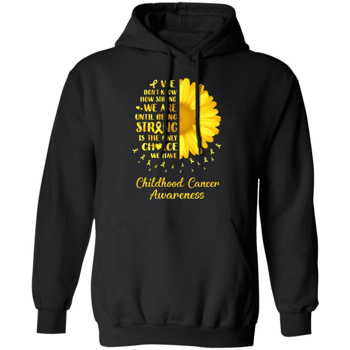 Being Strong Daisy Flower Gold Childhood Cancer Awareness-T-Shirt & Hoodie-Pullover Hoodie-Black