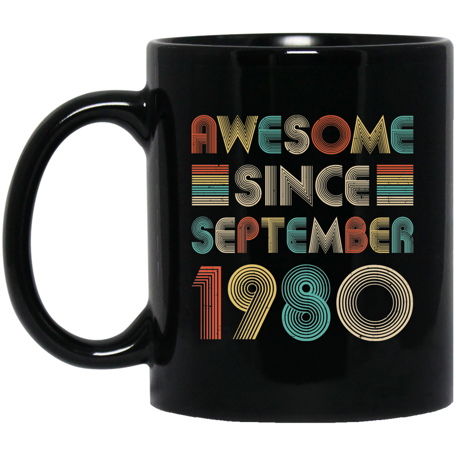 Awesome Since September 1980 Vintage 41th Birthday Gifts Mug-Coffee Mug-BM11OZ 11 oz. Black Mug-Black
