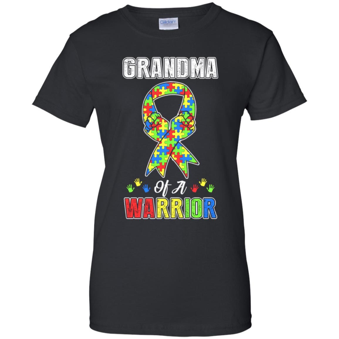 Grandma Of A Warrior Support Autism Awareness Gift-T-Shirt & Hoodie-Women's T-Shirt-Black
