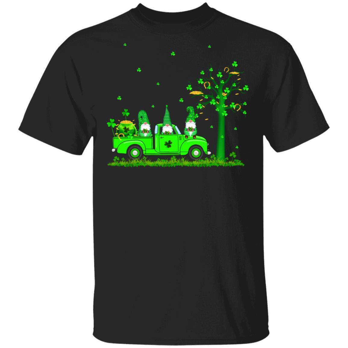 Irish Three Green Gnome Truck Shamrock St Patricks Day Gift-T-Shirt & Hoodie-Classic T-Shirt-Black