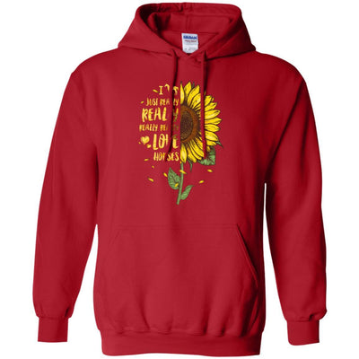I Just Really Really Love Horses Sunflower-T-Shirt & Tank Top-Pullover Hoodie-Red