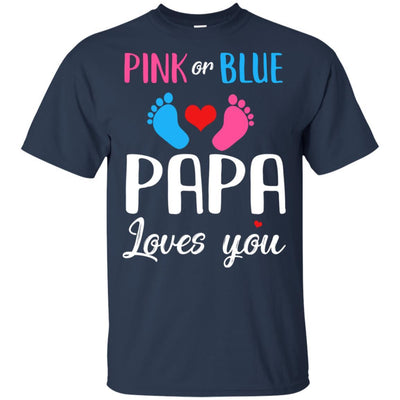 Pink Or Blue Papa Loves You Funny Gender Reveal Party Gift-T-Shirt & Hoodie-Classic T-Shirt-Navy