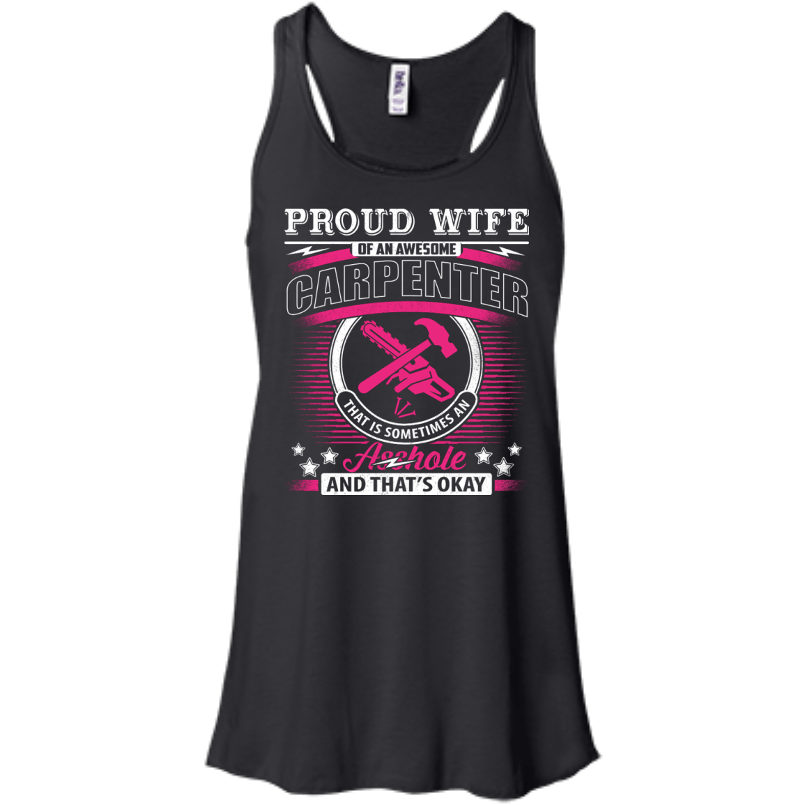Proud Wife Of An Awesome Carpenter-T-Shirt & Hoodie-Women's Flowy Racerback Tank-Black