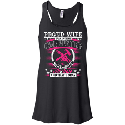 Proud Wife Of An Awesome Carpenter-T-Shirt & Hoodie-Women's Flowy Racerback Tank-Black