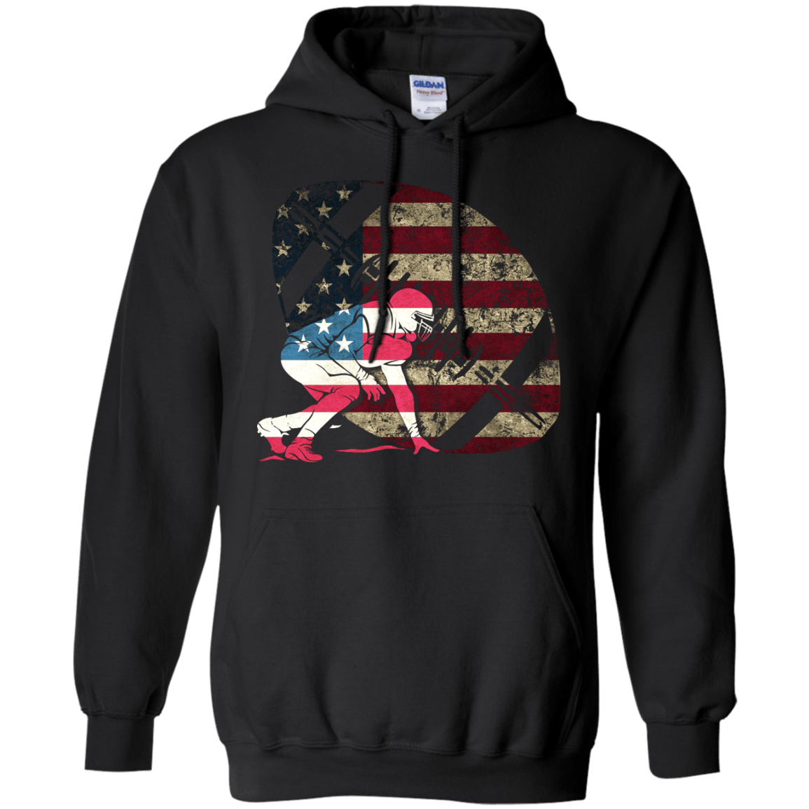Tackle Football America Flag-T-Shirt & Hoodie-Pullover Hoodie-Black