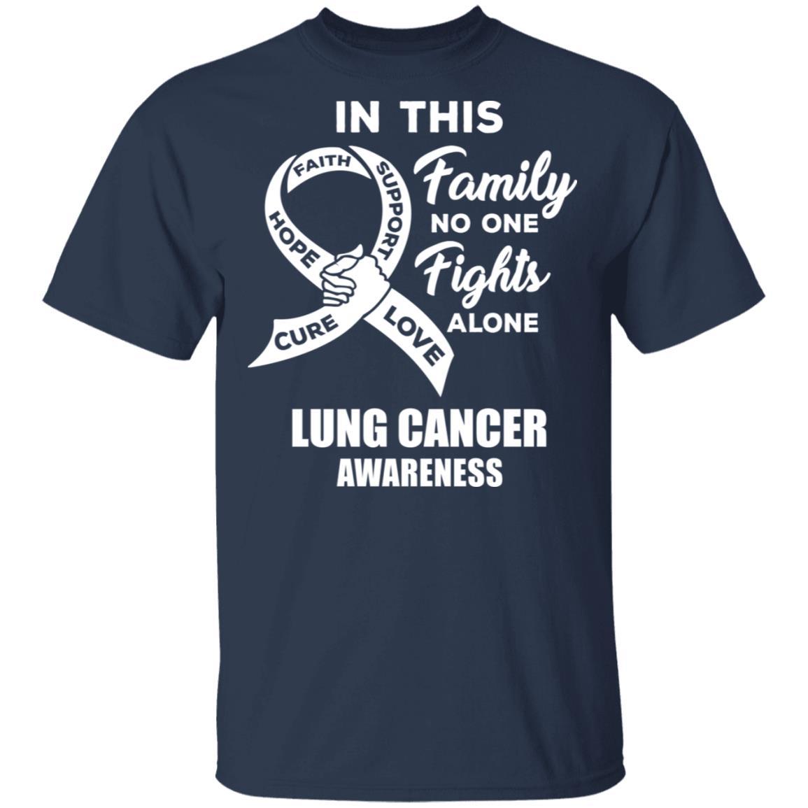 In This School No One Fights Lung Cancer Awareness Alone-T-Shirt & Hoodie-Classic T-Shirt-Navy