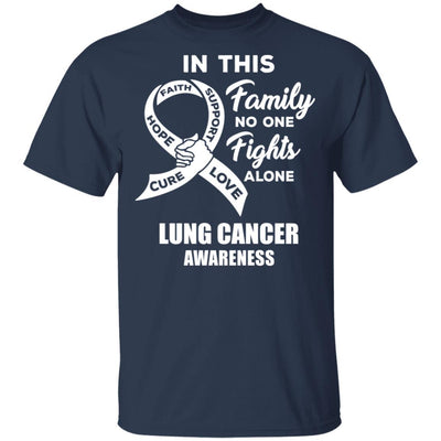 In This School No One Fights Lung Cancer Awareness Alone-T-Shirt & Hoodie-Classic T-Shirt-Navy