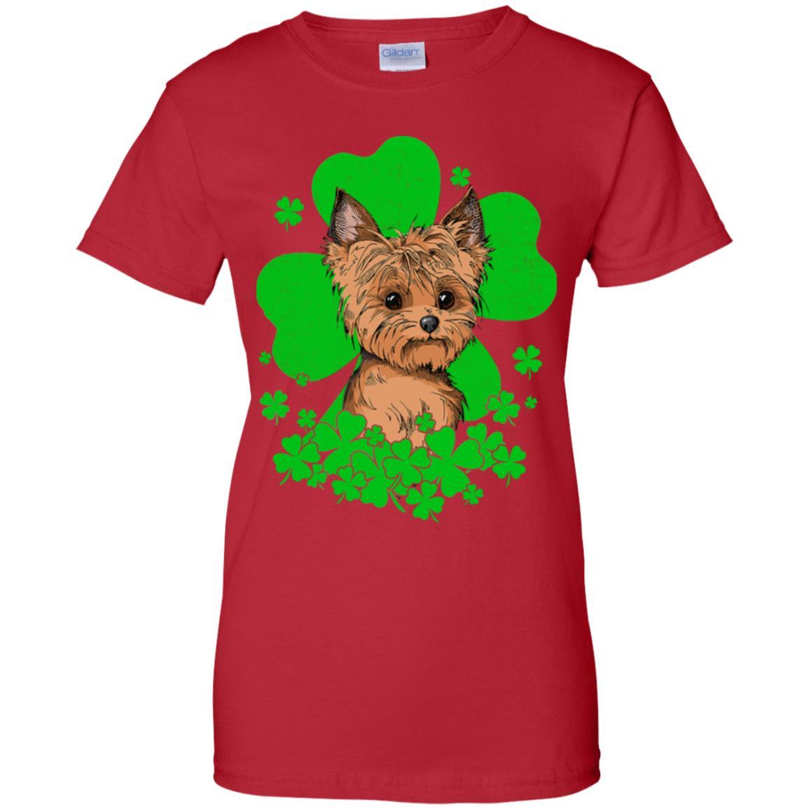 Yorkie St. Patrick's Day Clovers-T-Shirt & Hoodie-Women's T-Shirt-Red