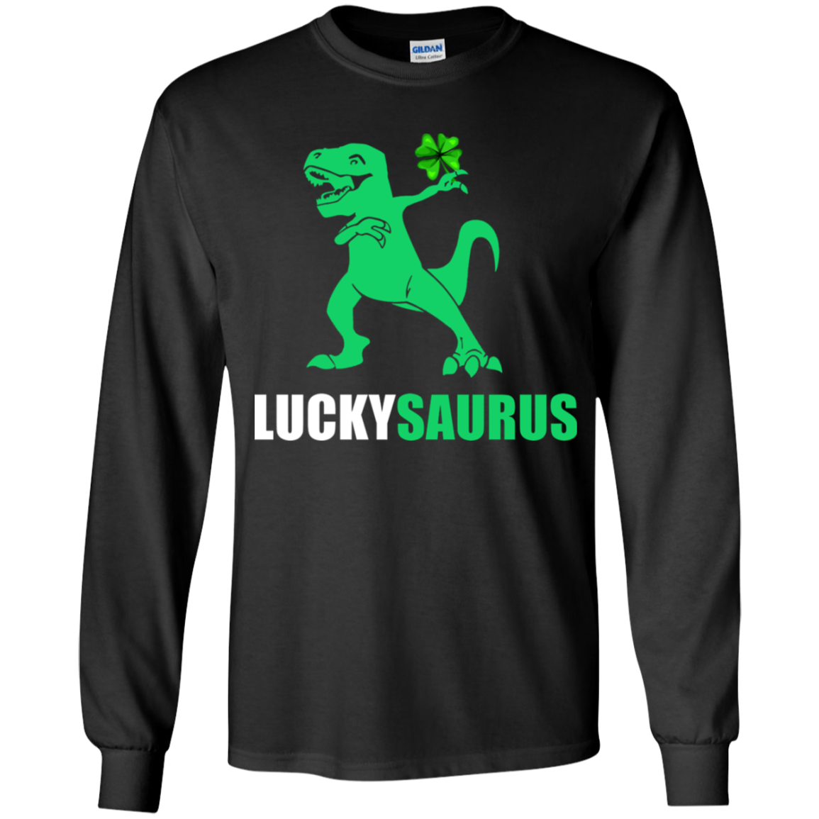 Irish Dinosaur Leprechaun St Patricks Day Luckysaurus Youth-Youth Shirt-Youth Long Sleeve T-Shirt-Black