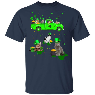 Leprechaun Driving Green Truck Cat St Patricks Day Gift-T-Shirt & Hoodie-Classic T-Shirt-Navy